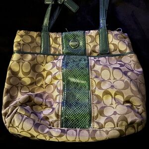 Coach Beige and Green Shoulder Bag